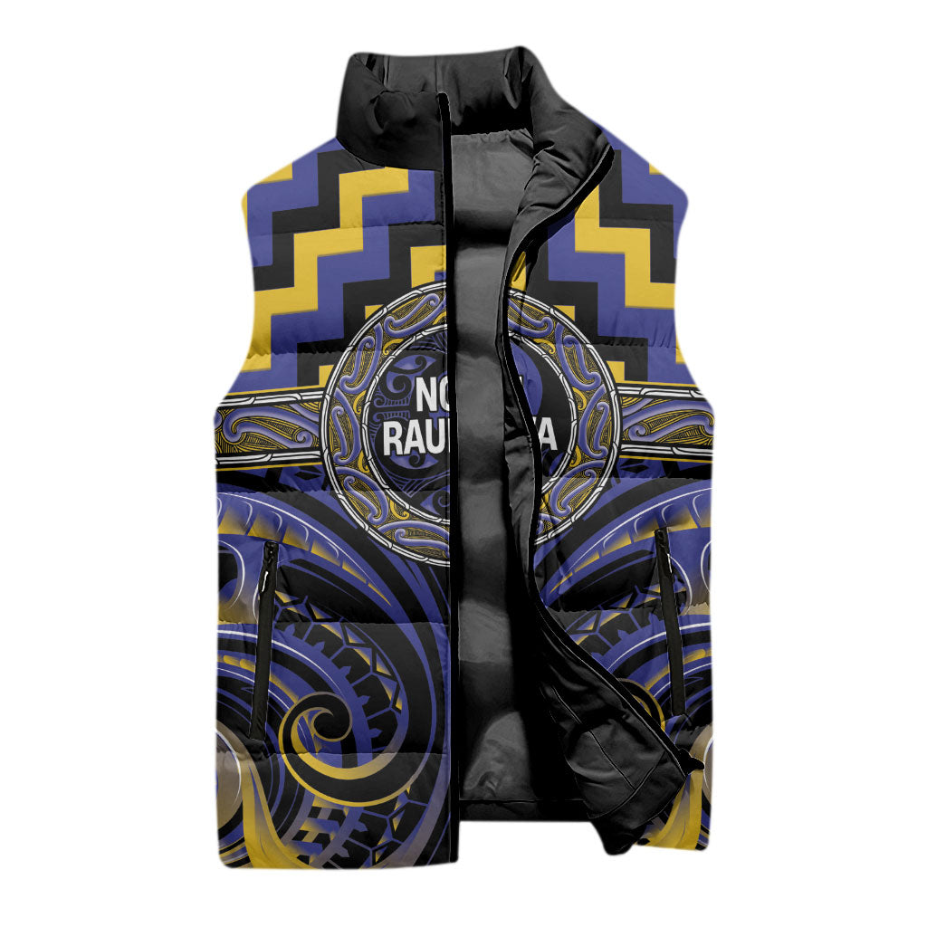 Aotearoa Ngati Raukawa Personalised Sleeveless Puffer Jacket Maori Iwi Poutama Puhoro Tattoo