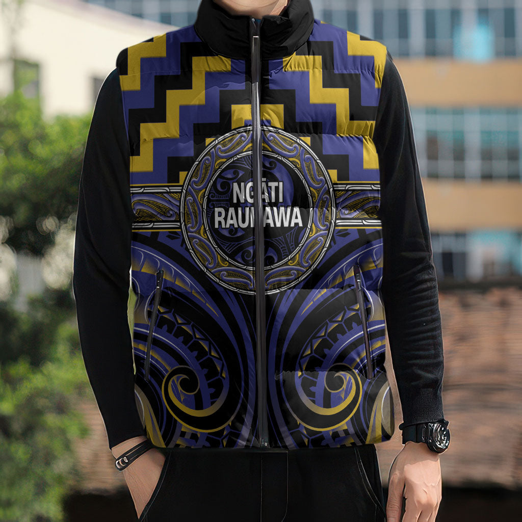 Aotearoa Ngati Raukawa Personalised Sleeveless Puffer Jacket Maori Iwi Poutama Puhoro Tattoo