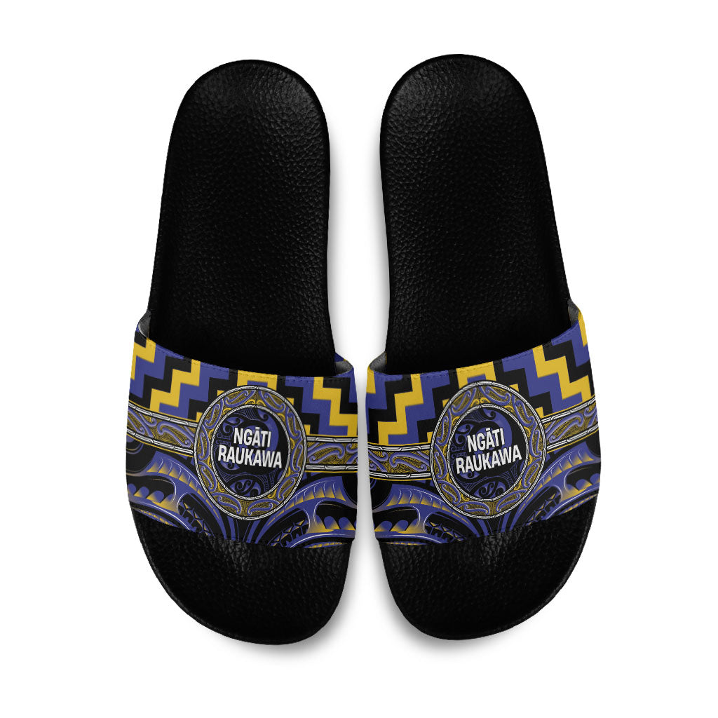 Aotearoa Ngati Raukawa Slide Sandals Maori Iwi Poutama Puhoro Tattoo