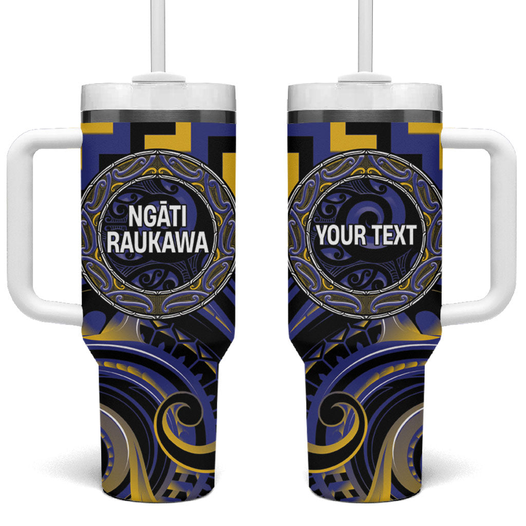 Aotearoa Ngati Raukawa Personalised Tumbler With Handle Maori Iwi Poutama Puhoro Tattoo