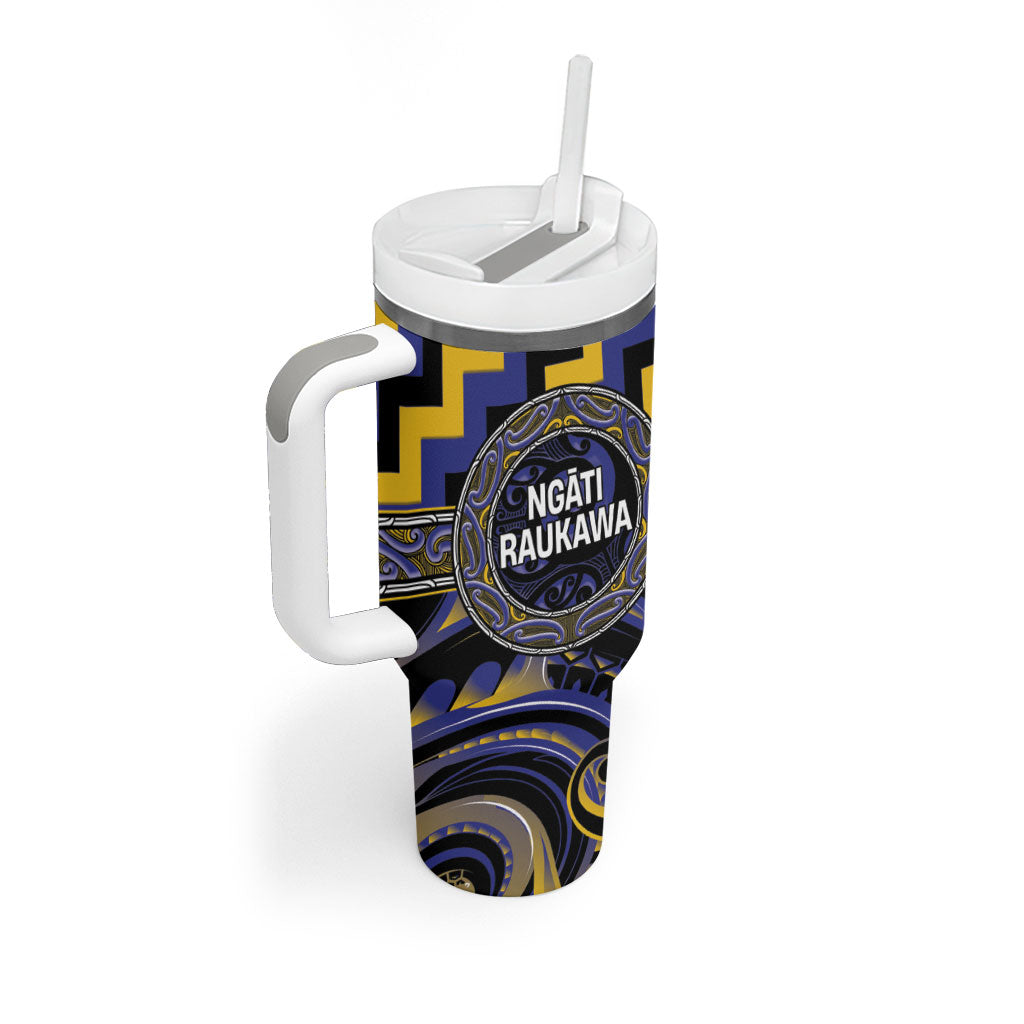 Aotearoa Ngati Raukawa Personalised Tumbler With Handle Maori Iwi Poutama Puhoro Tattoo