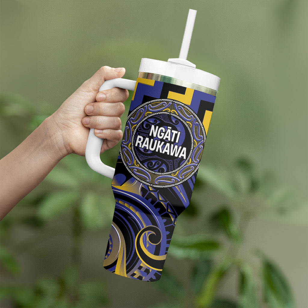 Aotearoa Ngati Raukawa Personalised Tumbler With Handle Maori Iwi Poutama Puhoro Tattoo