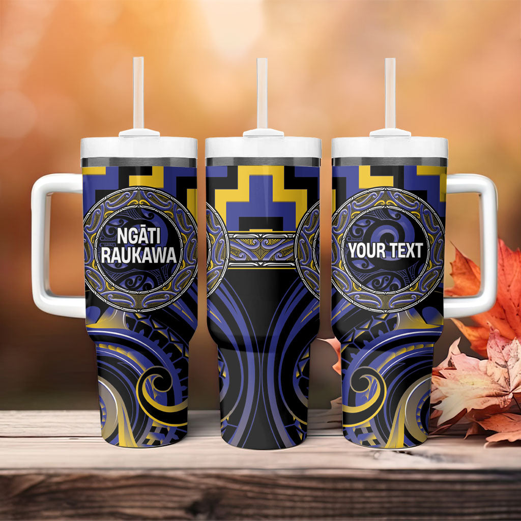 Aotearoa Ngati Raukawa Personalised Tumbler With Handle Maori Iwi Poutama Puhoro Tattoo