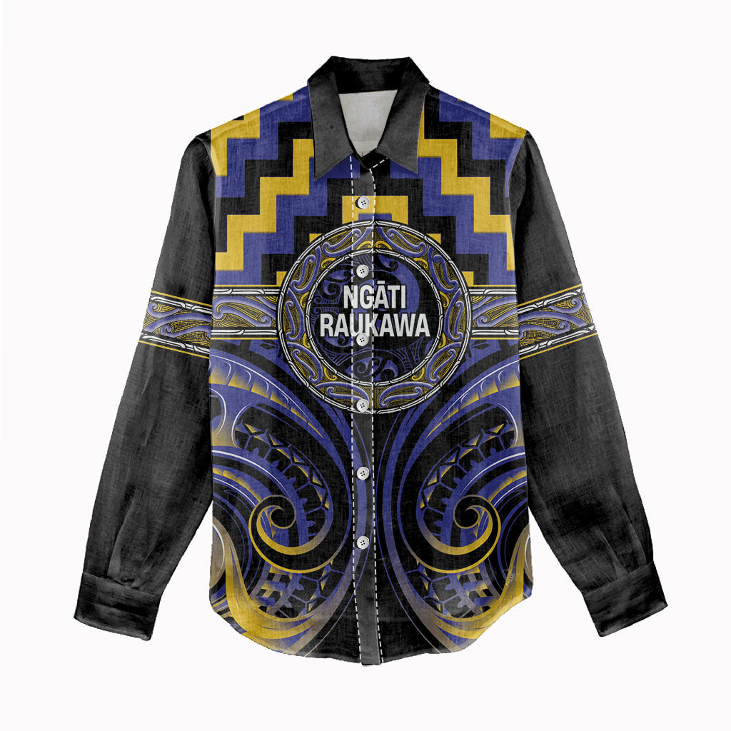 Aotearoa Ngati Raukawa Personalised Women Casual Shirt Maori Iwi Poutama Puhoro Tattoo