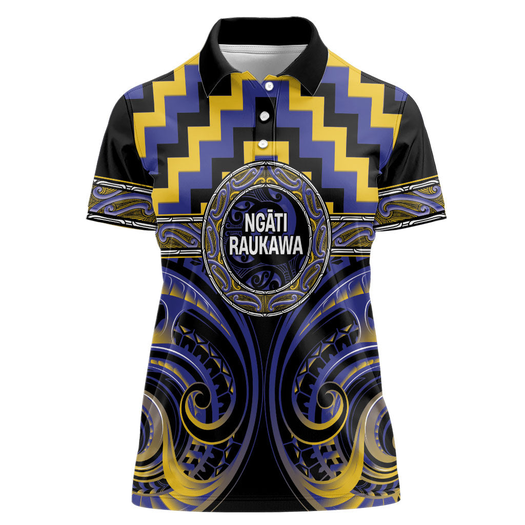 Aotearoa Ngati Raukawa Personalised Women Polo Shirt Maori Iwi Poutama Puhoro Tattoo