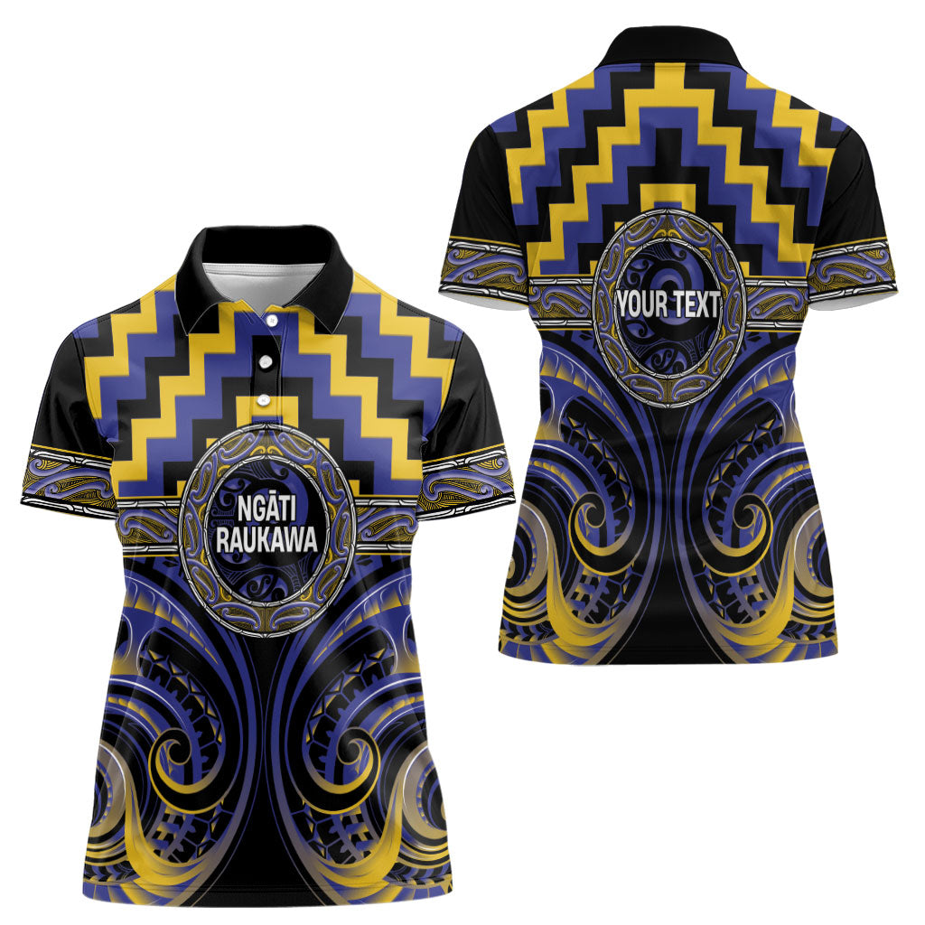 Aotearoa Ngati Raukawa Personalised Women Polo Shirt Maori Iwi Poutama Puhoro Tattoo