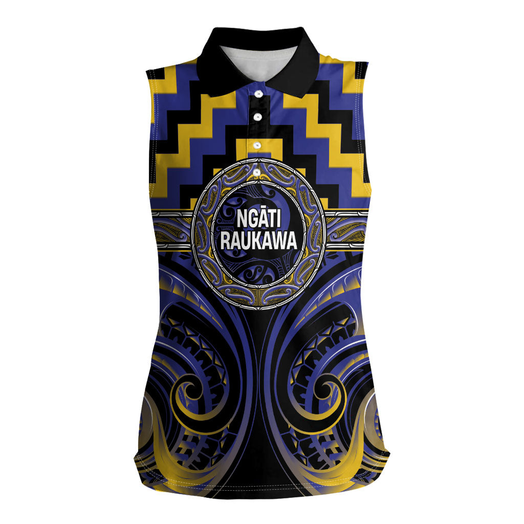 Aotearoa Ngati Raukawa Personalised Women Sleeveless Polo Shirt Maori Iwi Poutama Puhoro Tattoo