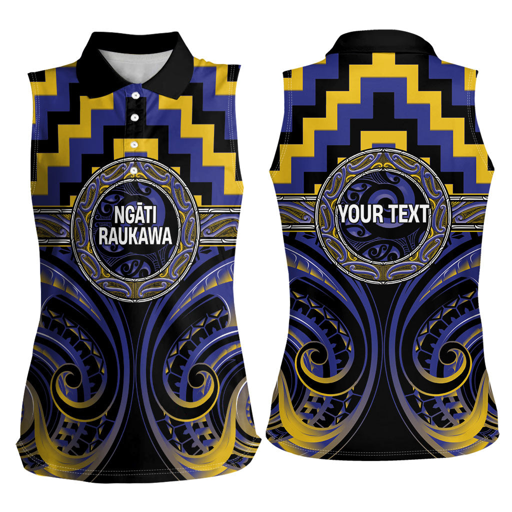 Aotearoa Ngati Raukawa Personalised Women Sleeveless Polo Shirt Maori Iwi Poutama Puhoro Tattoo