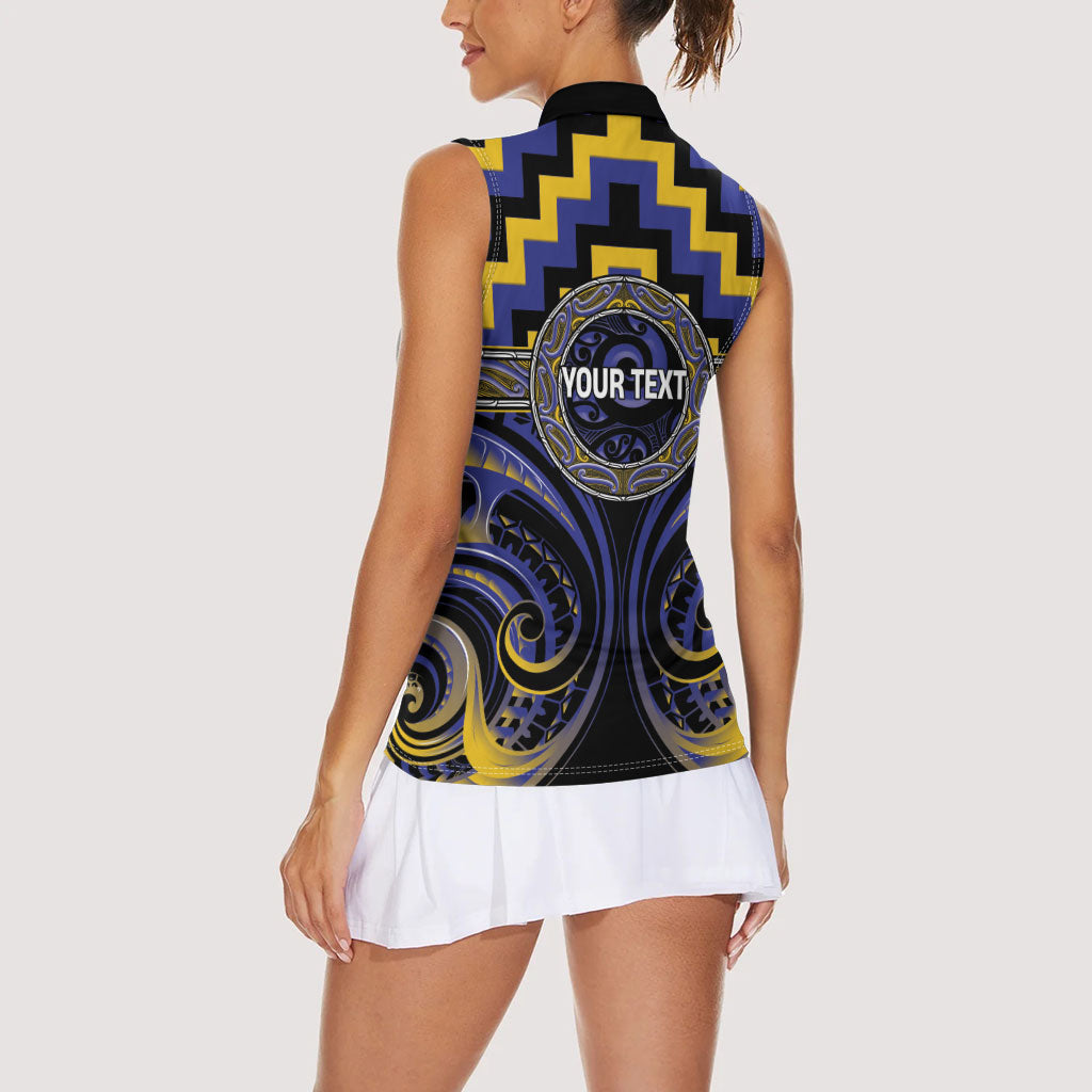 Aotearoa Ngati Raukawa Personalised Women Sleeveless Polo Shirt Maori Iwi Poutama Puhoro Tattoo