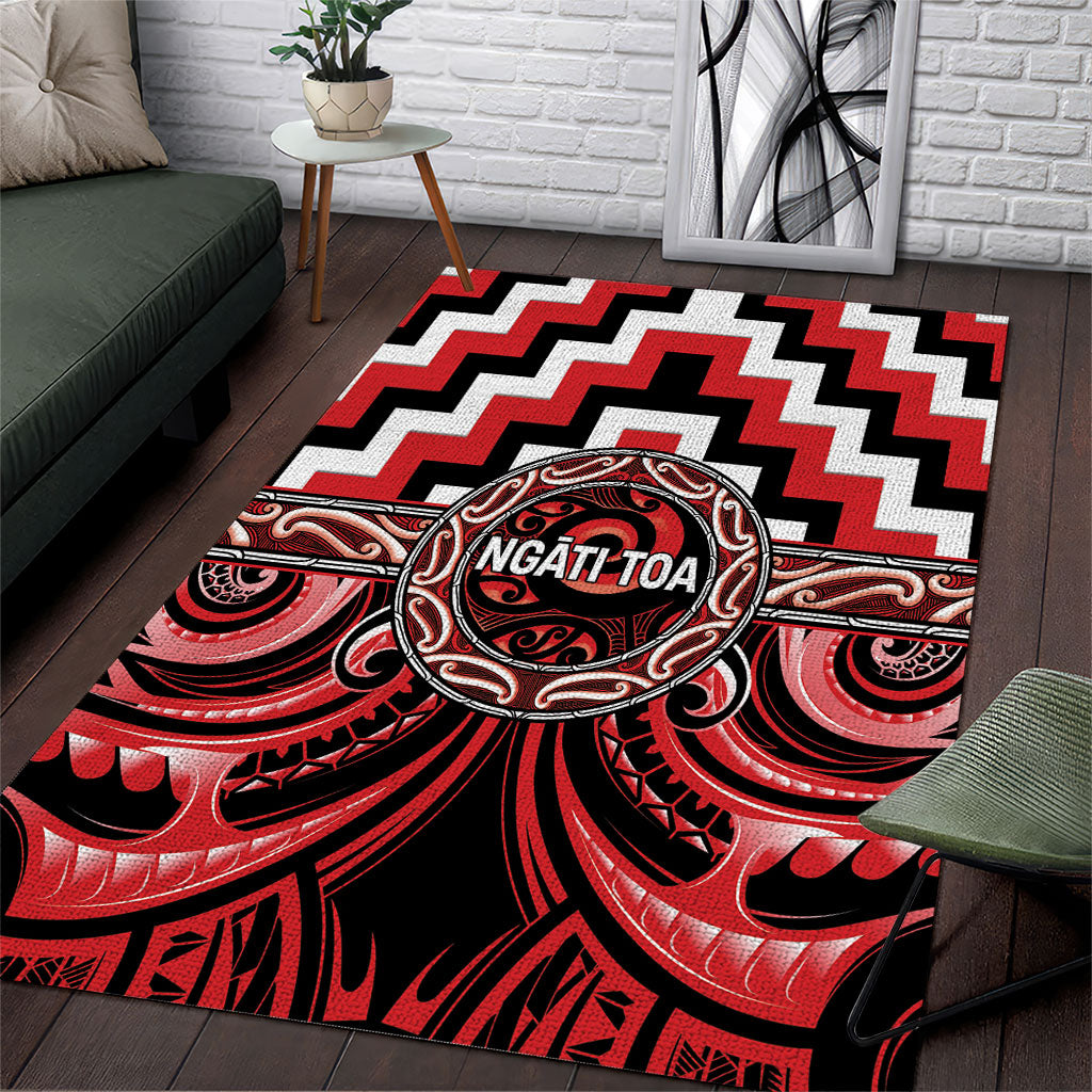 Aotearoa Ngati Toa Area Rug Maori Iwi Poutama Puhoro Tattoo