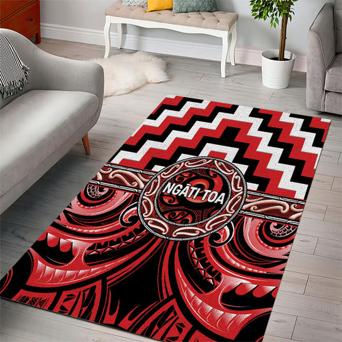 Aotearoa Ngati Toa Area Rug Maori Iwi Poutama Puhoro Tattoo