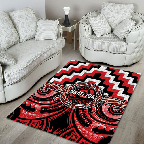 Aotearoa Ngati Toa Area Rug Maori Iwi Poutama Puhoro Tattoo