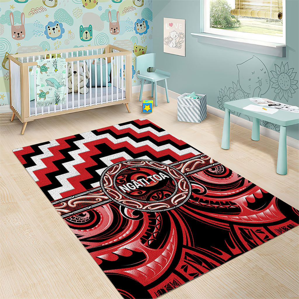 Aotearoa Ngati Toa Area Rug Maori Iwi Poutama Puhoro Tattoo