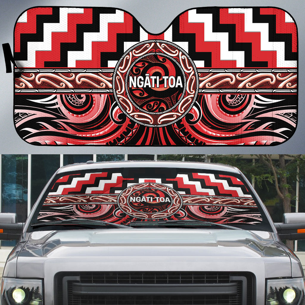 Aotearoa Ngati Toa Auto Sun Shade Maori Iwi Poutama Puhoro Tattoo