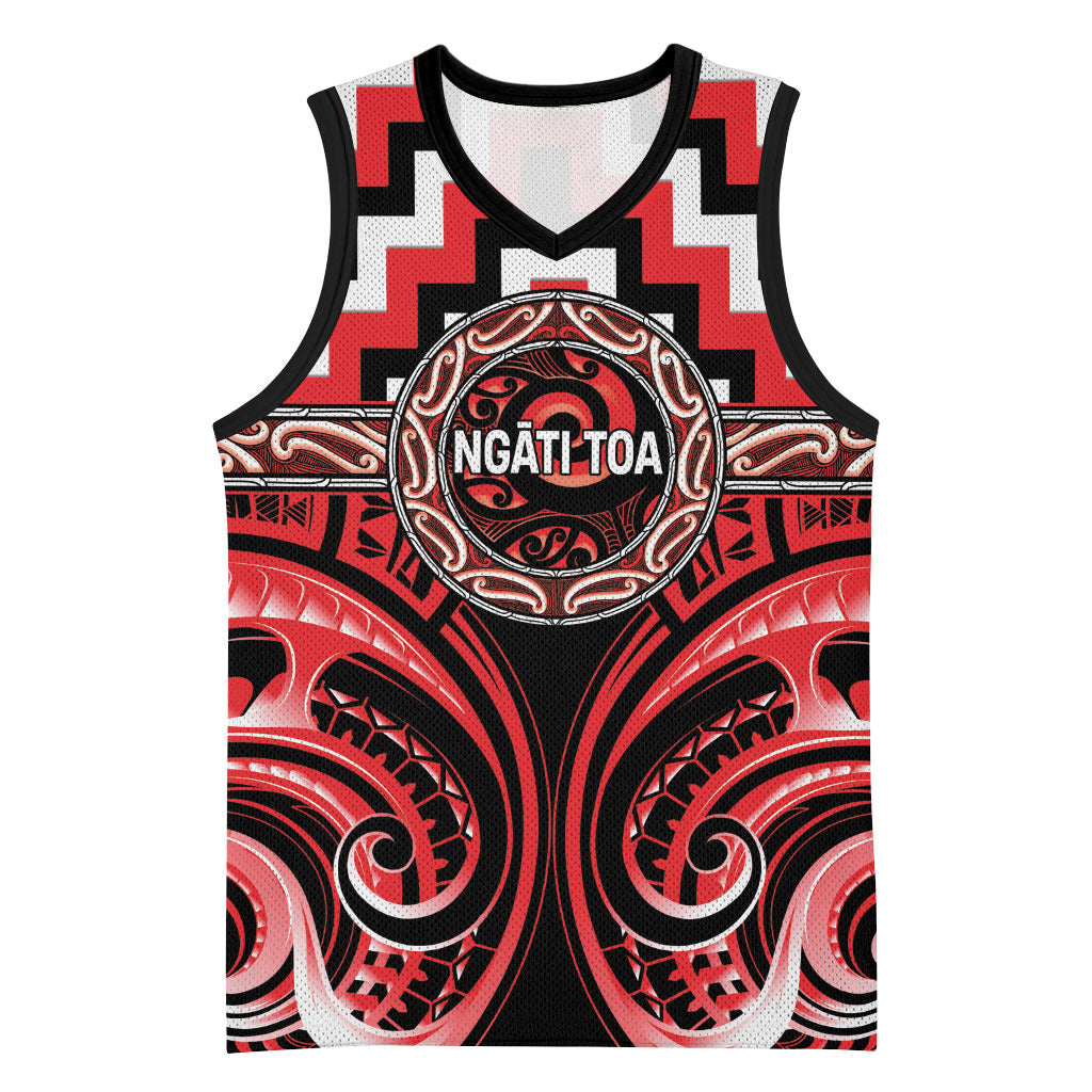 Aotearoa Ngati Toa Personalised Basketball Jersey Maori Iwi Poutama Puhoro Tattoo