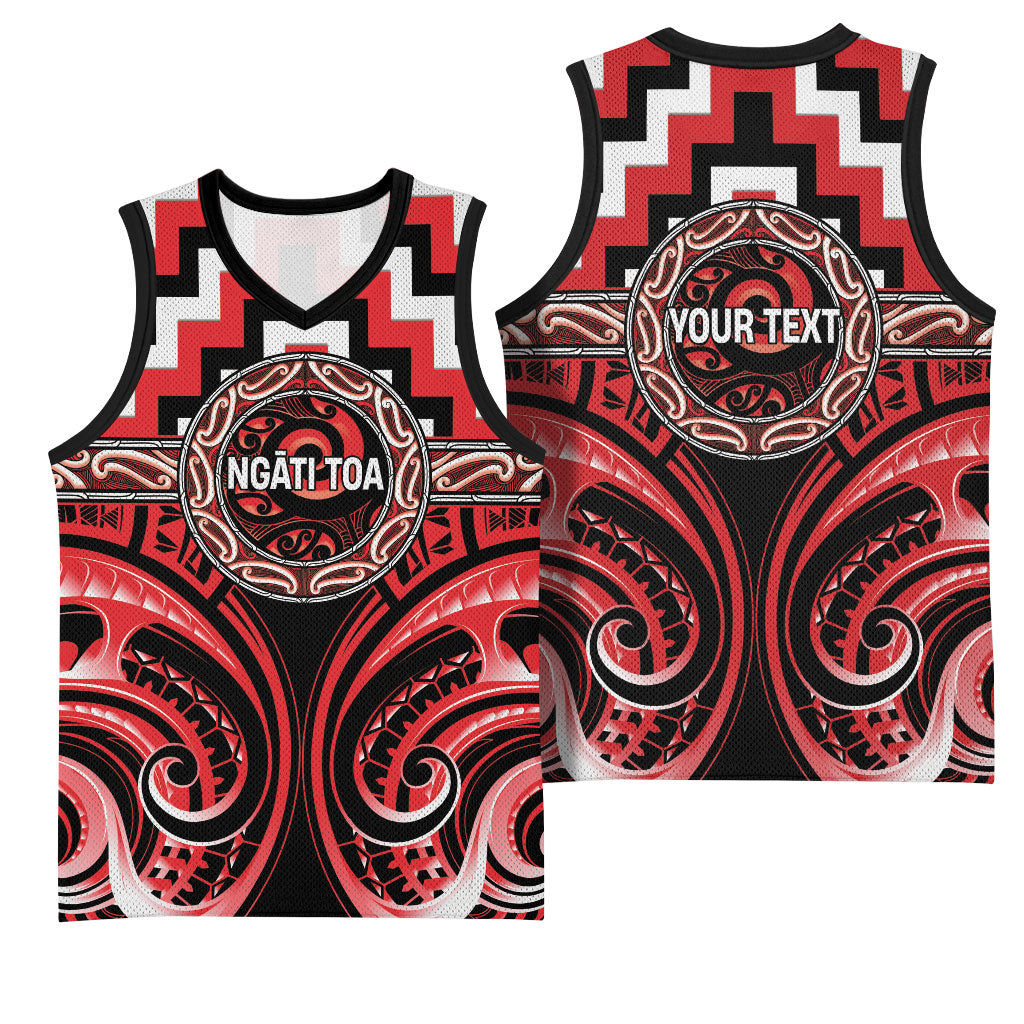 Aotearoa Ngati Toa Personalised Basketball Jersey Maori Iwi Poutama Puhoro Tattoo