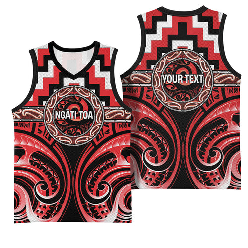 Aotearoa Ngati Toa Personalised Basketball Jersey Maori Iwi Poutama Puhoro Tattoo