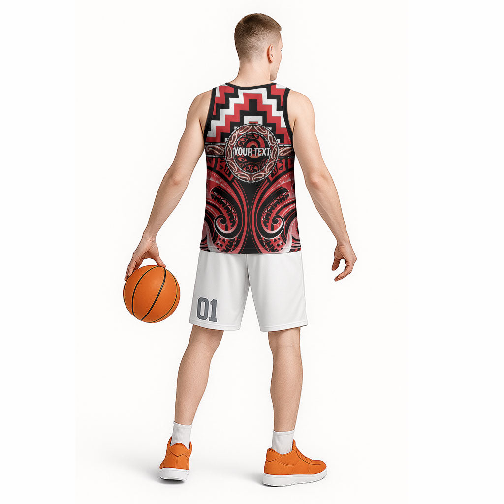 Aotearoa Ngati Toa Personalised Basketball Jersey Maori Iwi Poutama Puhoro Tattoo