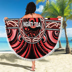 Aotearoa Ngati Toa Beach Blanket Maori Iwi Poutama Puhoro Tattoo