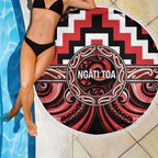 Aotearoa Ngati Toa Beach Blanket Maori Iwi Poutama Puhoro Tattoo