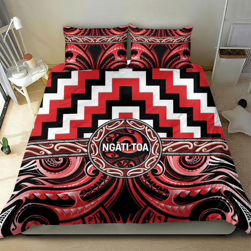 Aotearoa Ngati Toa Bedding Set Maori Iwi Poutama Puhoro Tattoo