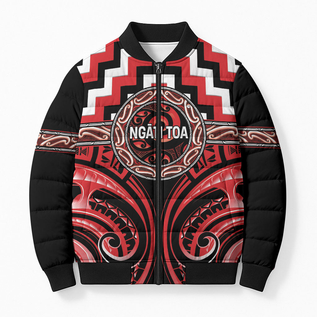 Aotearoa Ngati Toa Personalised Bomber Puffer Jacket Maori Iwi Poutama Puhoro Tattoo