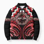 Aotearoa Ngati Toa Personalised Bomber Puffer Jacket Maori Iwi Poutama Puhoro Tattoo