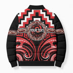Aotearoa Ngati Toa Personalised Bomber Puffer Jacket Maori Iwi Poutama Puhoro Tattoo