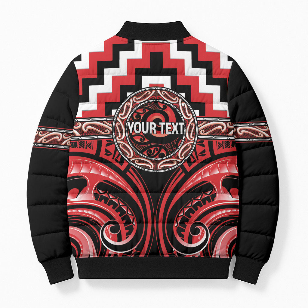 Aotearoa Ngati Toa Personalised Bomber Puffer Jacket Maori Iwi Poutama Puhoro Tattoo