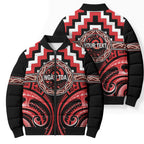 Aotearoa Ngati Toa Personalised Bomber Puffer Jacket Maori Iwi Poutama Puhoro Tattoo