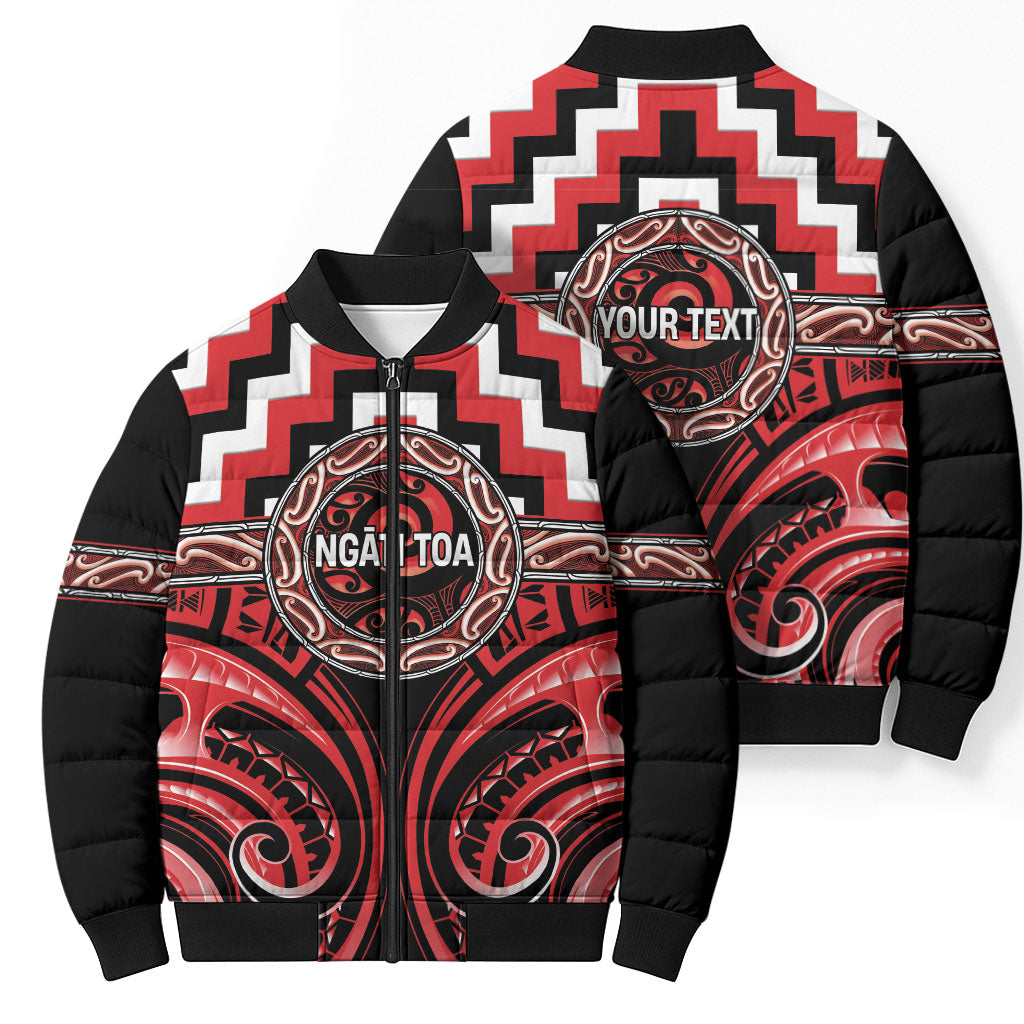 Aotearoa Ngati Toa Personalised Bomber Puffer Jacket Maori Iwi Poutama Puhoro Tattoo