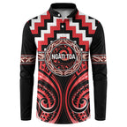 Aotearoa Ngati Toa Personalised Button Sweatshirt Maori Iwi Poutama Puhoro Tattoo