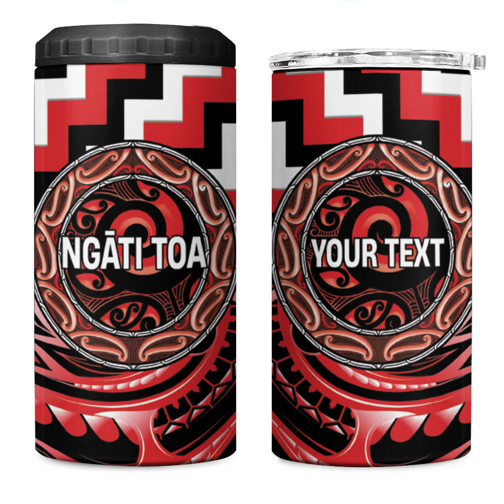 Aotearoa Ngati Toa Personalised 4 in 1 Can Cooler Tumbler Maori Iwi Poutama Puhoro Tattoo