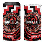 Aotearoa Ngati Toa Personalised 4 in 1 Can Cooler Tumbler Maori Iwi Poutama Puhoro Tattoo