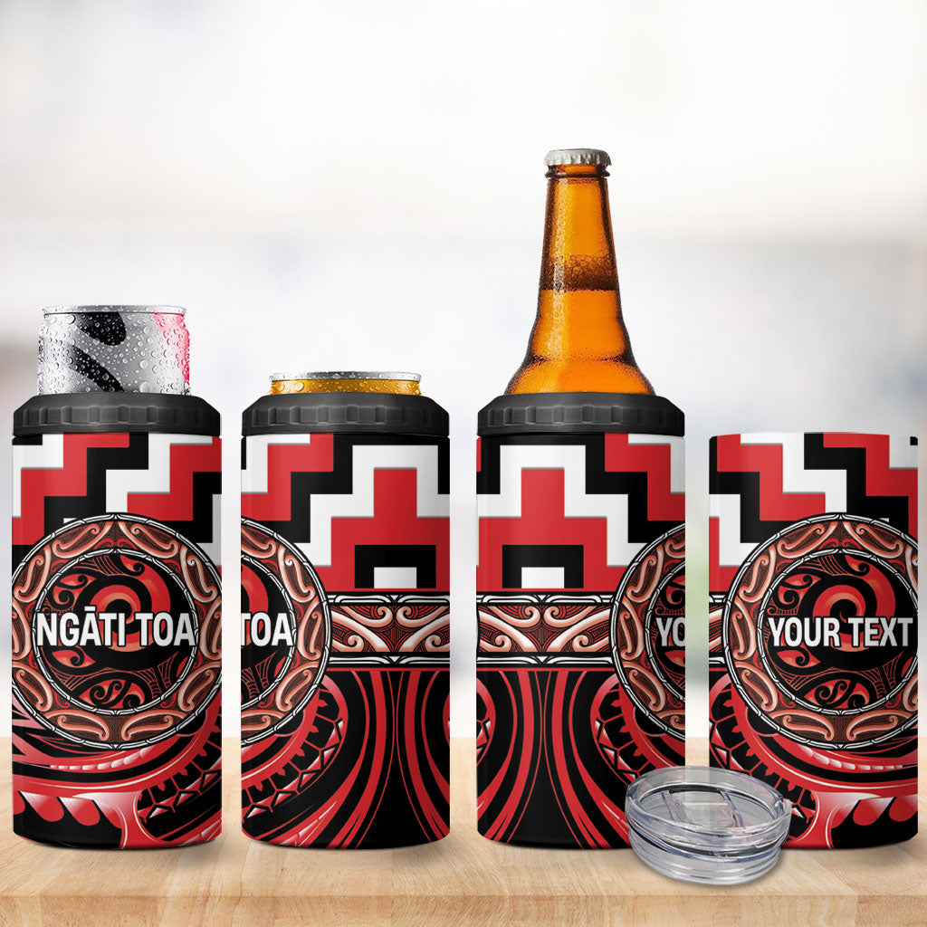 Aotearoa Ngati Toa Personalised 4 in 1 Can Cooler Tumbler Maori Iwi Poutama Puhoro Tattoo