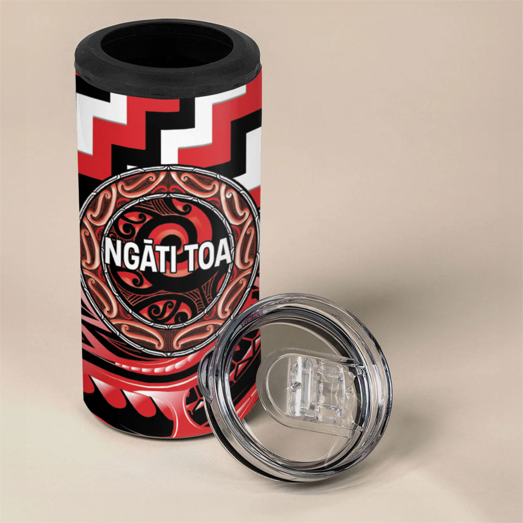Aotearoa Ngati Toa Personalised 4 in 1 Can Cooler Tumbler Maori Iwi Poutama Puhoro Tattoo
