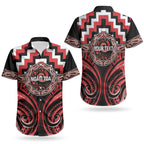 Aotearoa Ngati Toa Personalised Couples Matching Short Sleeve Bodycon Dress and Hawaiian Shirt Maori Iwi Poutama Puhoro Tattoo