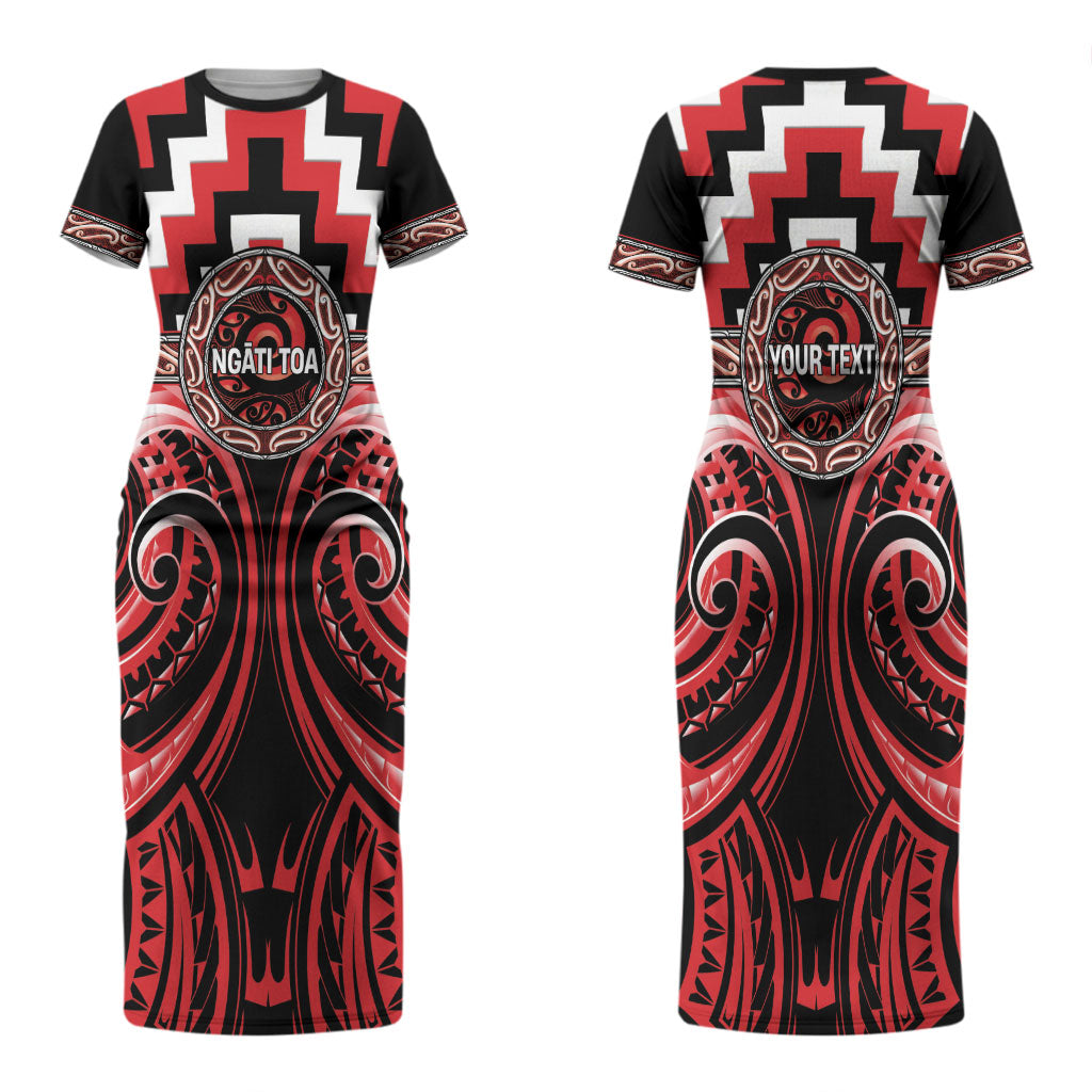 Aotearoa Ngati Toa Personalised Couples Matching Short Sleeve Bodycon Dress and Long Sleeve Button Shirt Maori Iwi Poutama Puhoro Tattoo
