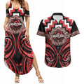 Aotearoa Ngati Toa Personalised Couples Matching Summer Maxi Dress and Hawaiian Shirt Maori Iwi Poutama Puhoro Tattoo