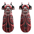 Aotearoa Ngati Toa Personalised Couples Matching Summer Maxi Dress and Hawaiian Shirt Maori Iwi Poutama Puhoro Tattoo