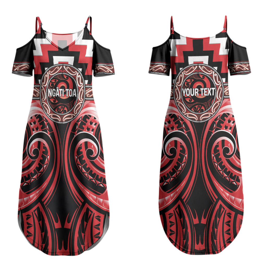 Aotearoa Ngati Toa Personalised Couples Matching Summer Maxi Dress and Long Sleeve Button Shirt Maori Iwi Poutama Puhoro Tattoo