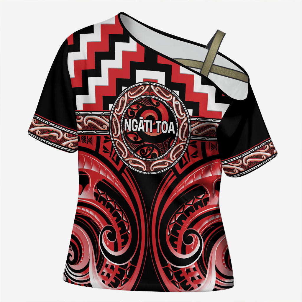 Aotearoa Ngati Toa Personalised Cross Shoulder Shirt Maori Iwi Poutama Puhoro Tattoo