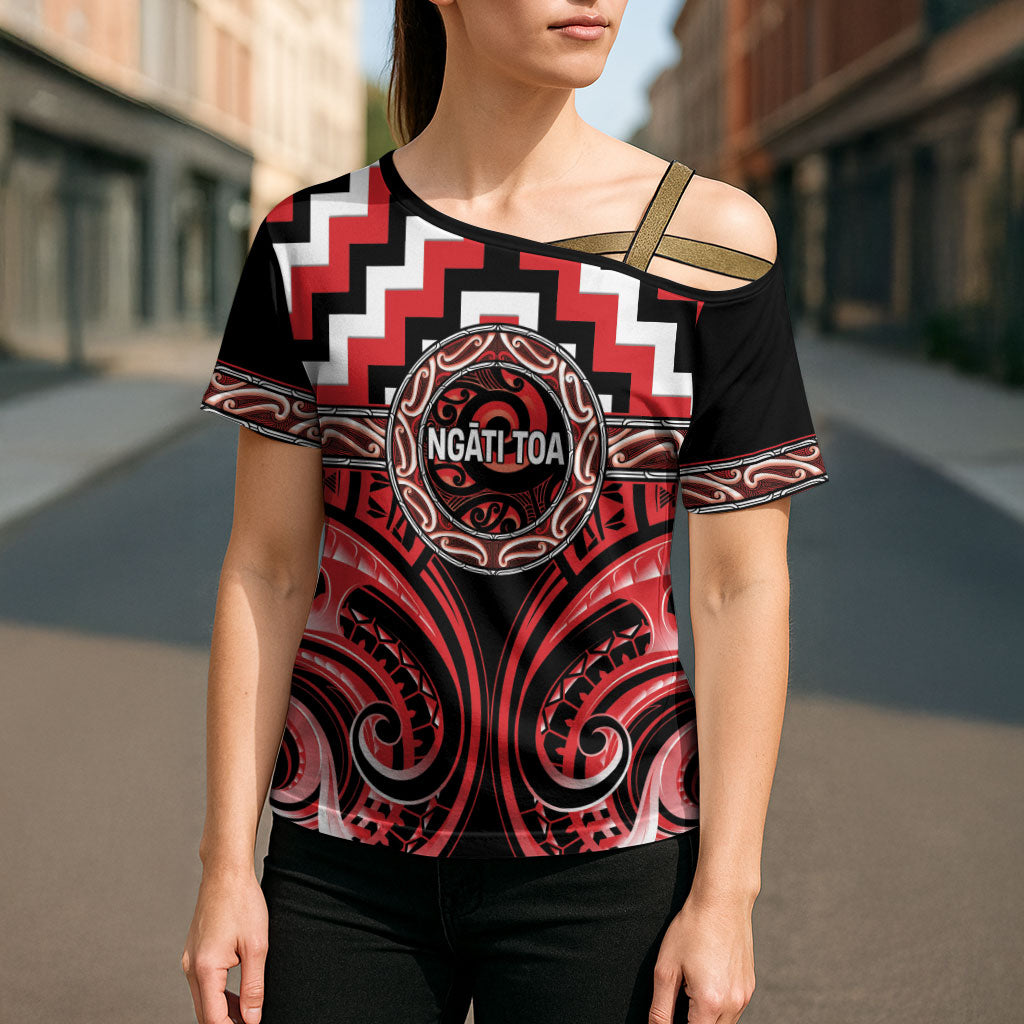 Aotearoa Ngati Toa Personalised Cross Shoulder Shirt Maori Iwi Poutama Puhoro Tattoo