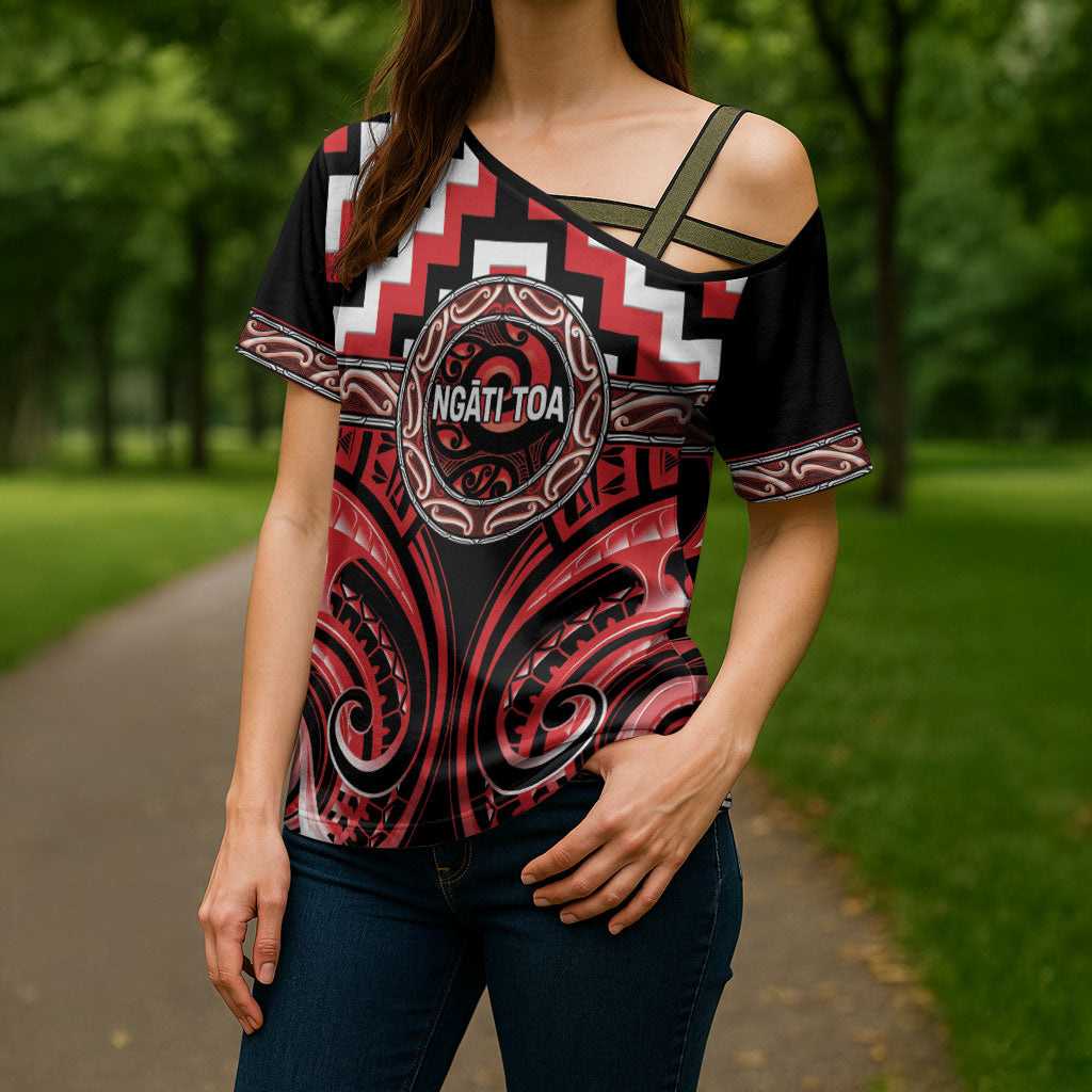 Aotearoa Ngati Toa Personalised Cross Shoulder Shirt Maori Iwi Poutama Puhoro Tattoo