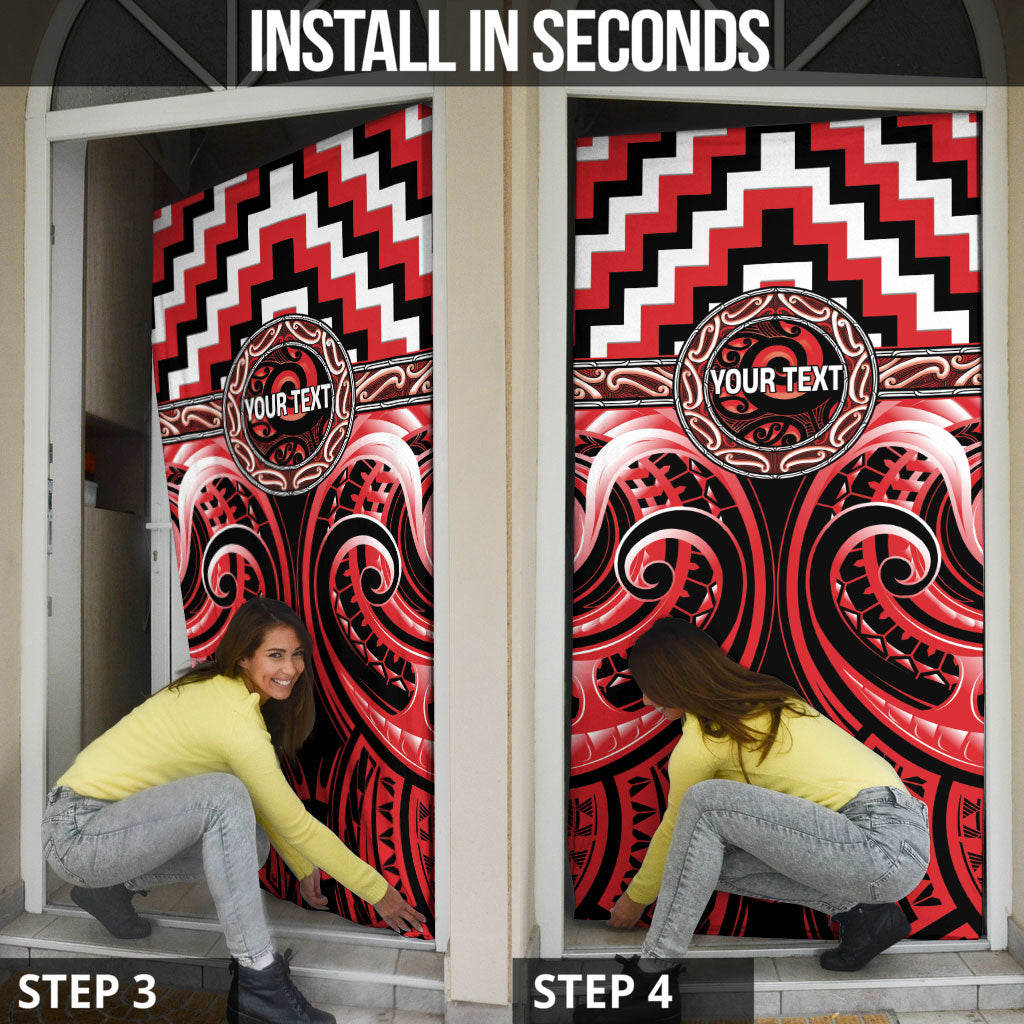 Aotearoa Ngati Toa Personalised Door Cover Maori Iwi Poutama Puhoro Tattoo