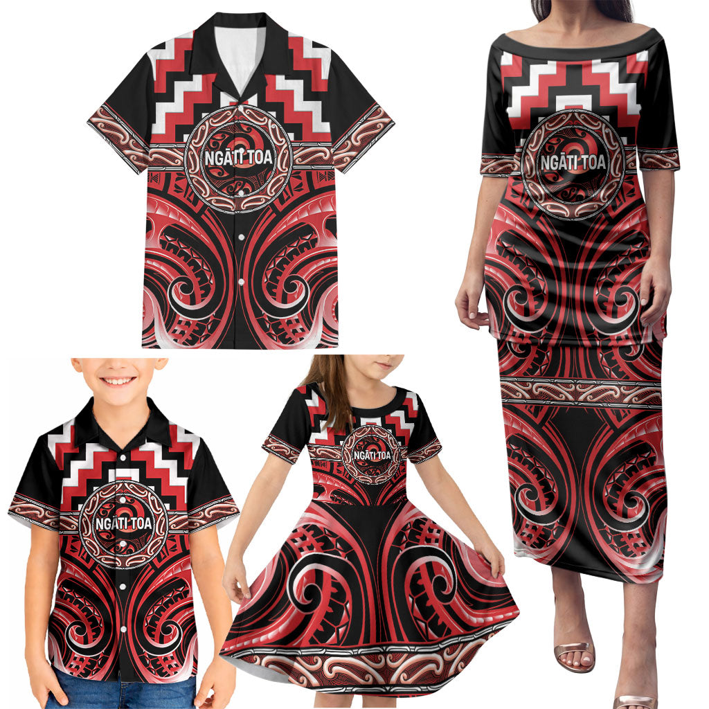 Aotearoa Ngati Toa Personalised Family Matching Puletasi and Hawaiian Shirt Maori Iwi Poutama Puhoro Tattoo