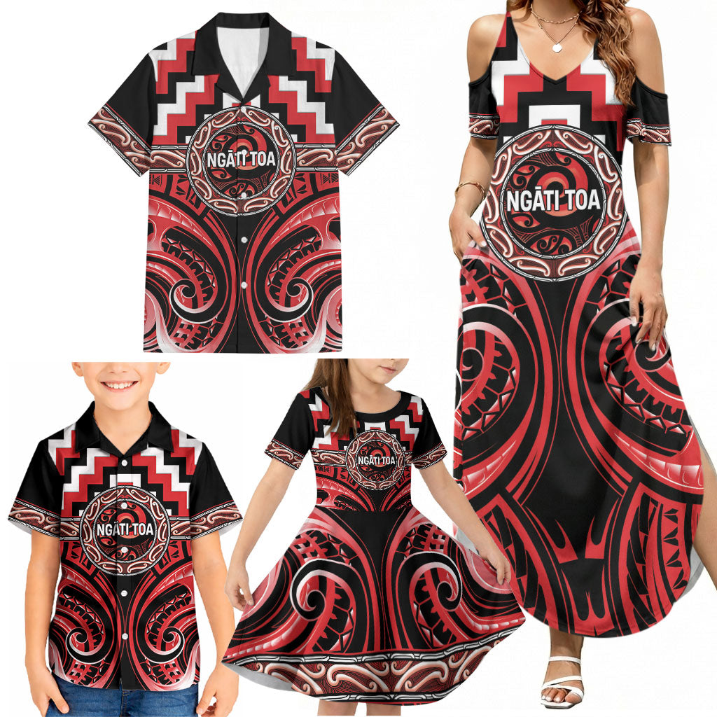 Aotearoa Ngati Toa Personalised Family Matching Summer Maxi Dress and Hawaiian Shirt Maori Iwi Poutama Puhoro Tattoo