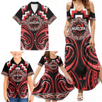 Aotearoa Ngati Toa Personalised Family Matching Summer Maxi Dress and Hawaiian Shirt Maori Iwi Poutama Puhoro Tattoo