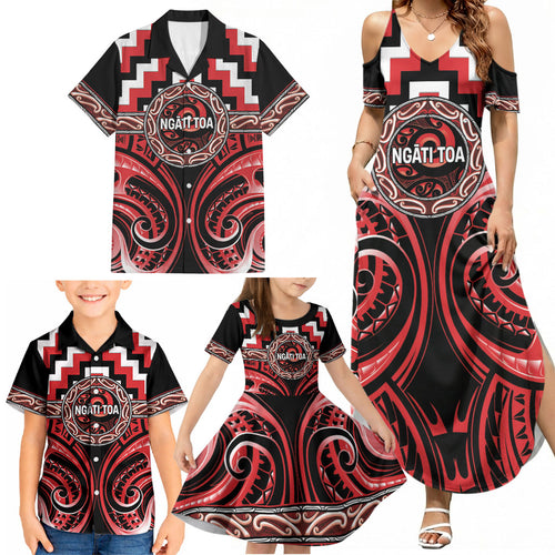Aotearoa Ngati Toa Personalised Family Matching Summer Maxi Dress and Hawaiian Shirt Maori Iwi Poutama Puhoro Tattoo
