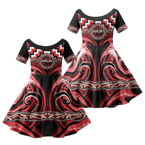 Aotearoa Ngati Toa Personalised Family Matching Summer Maxi Dress and Hawaiian Shirt Maori Iwi Poutama Puhoro Tattoo